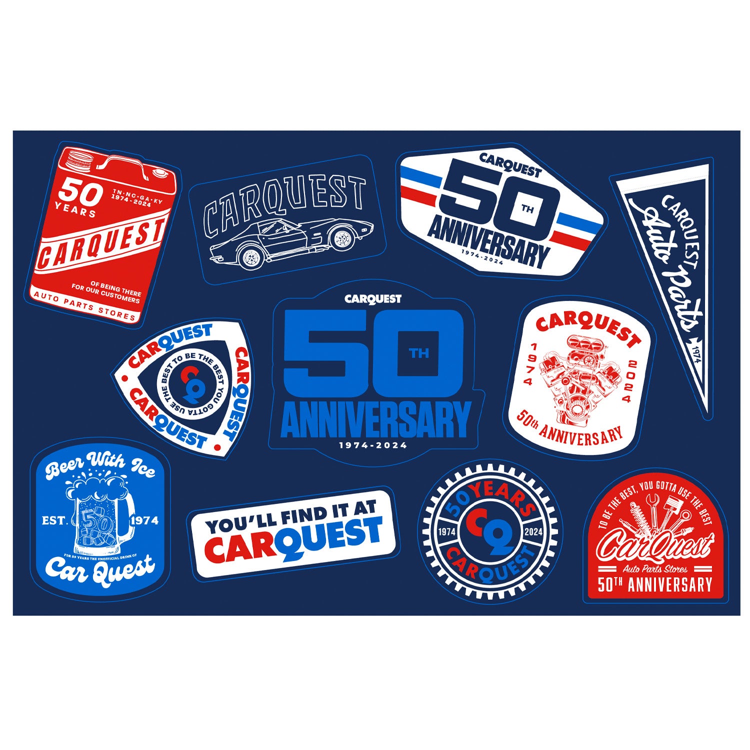 Carquest 50th Anniversary Sticker Sheets (25)